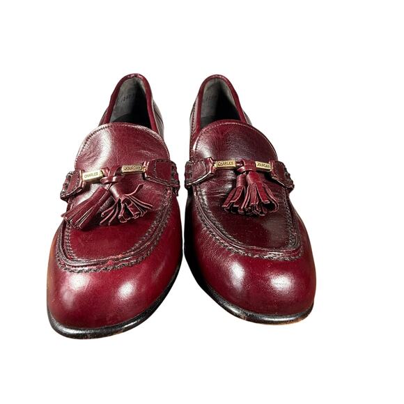 VTG Charles Jourdan Paris Vintage Tassel Heeled Loafers Burgundy Leather Sz 6.5 - Picture 2 of 13